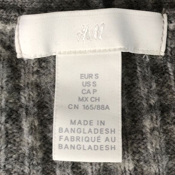 H&M Women’s Ribbed Open Front Cardigan Oversized Wool Blend Gray Size Small - Picture 4 of 16